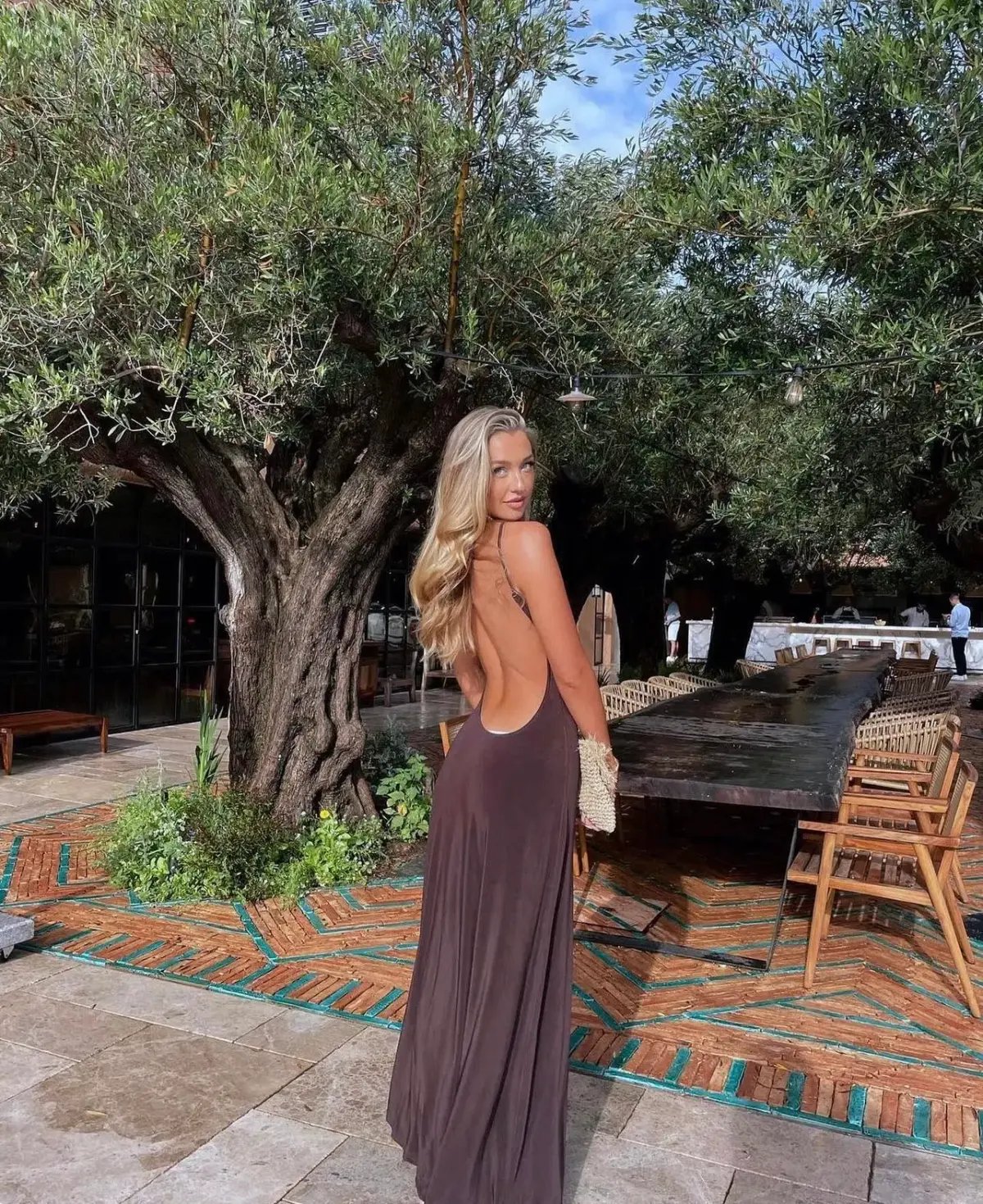 One Mile the Label Sammy Maxi Dress in Cocoa Brown Size M photo 2