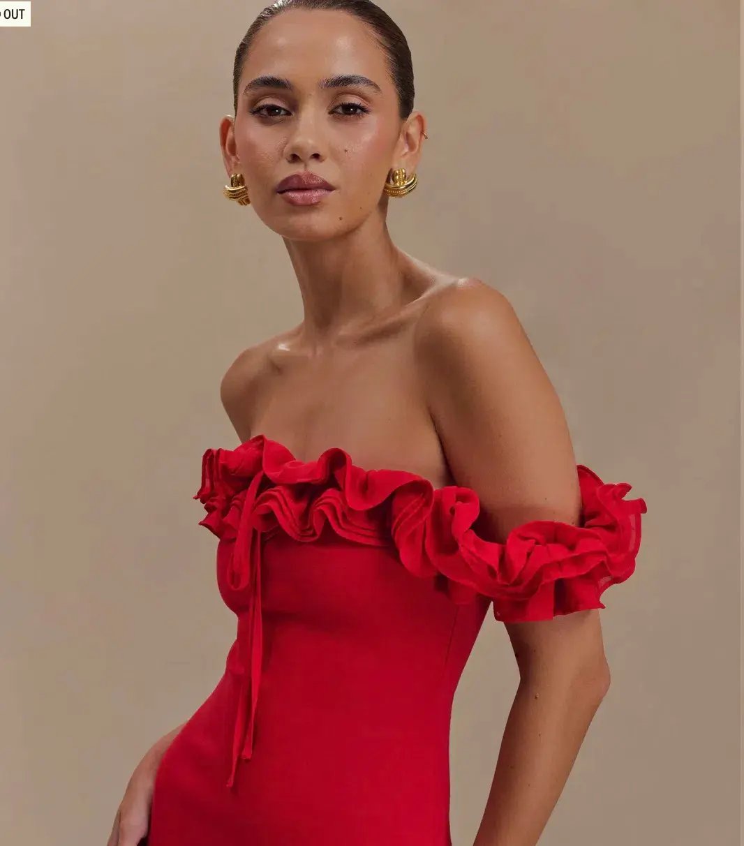 Nova - Ruffle Off Shoulder Maxi Dress - Ruby photo 3
