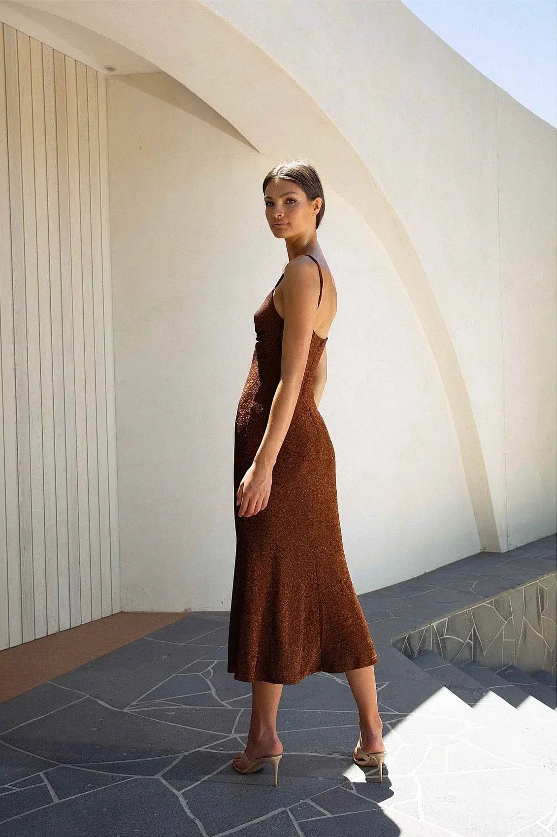 Misha Josette Midi Dress Brown Size 6 photo 2