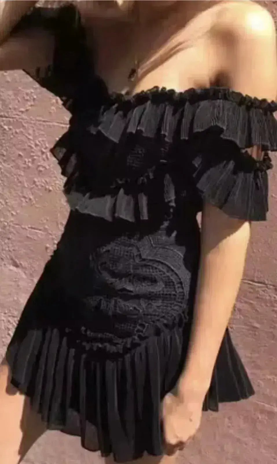 Alice McCall Lace Lovebirds Off The Shoulder Mini Dress Black Size 8 photo 4