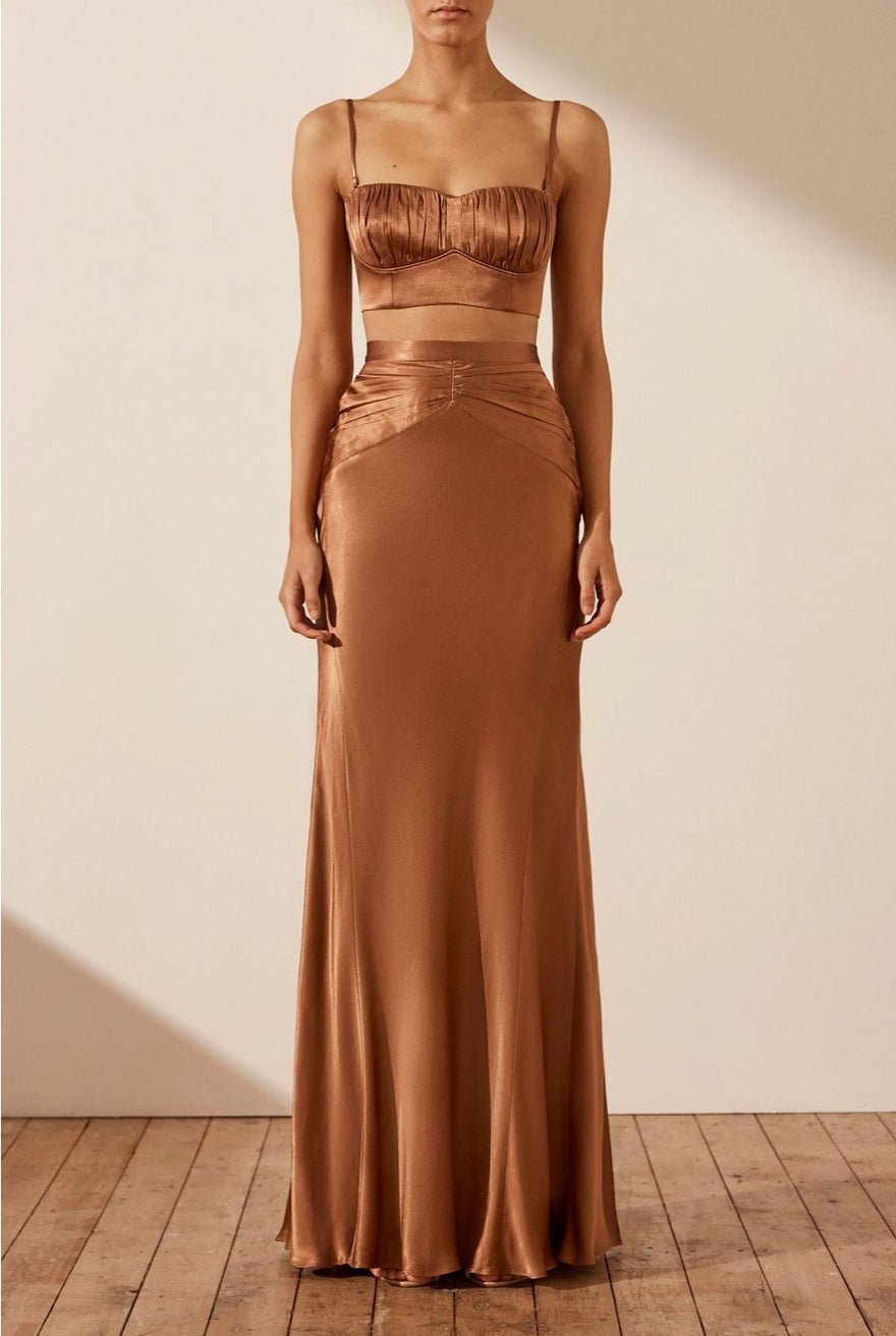Shona Joy La Lune Ruched Maxi Skirt - Almond photo 3