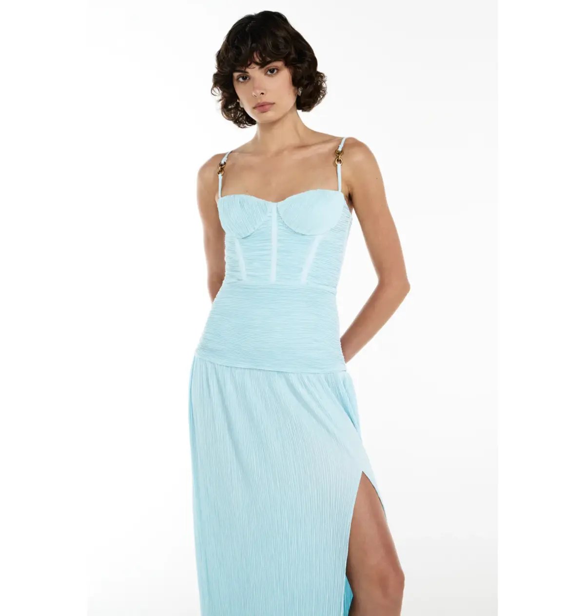 Manning Cartell Double Time Pleat Dress Acqua Spritz Size AU 10 photo 3