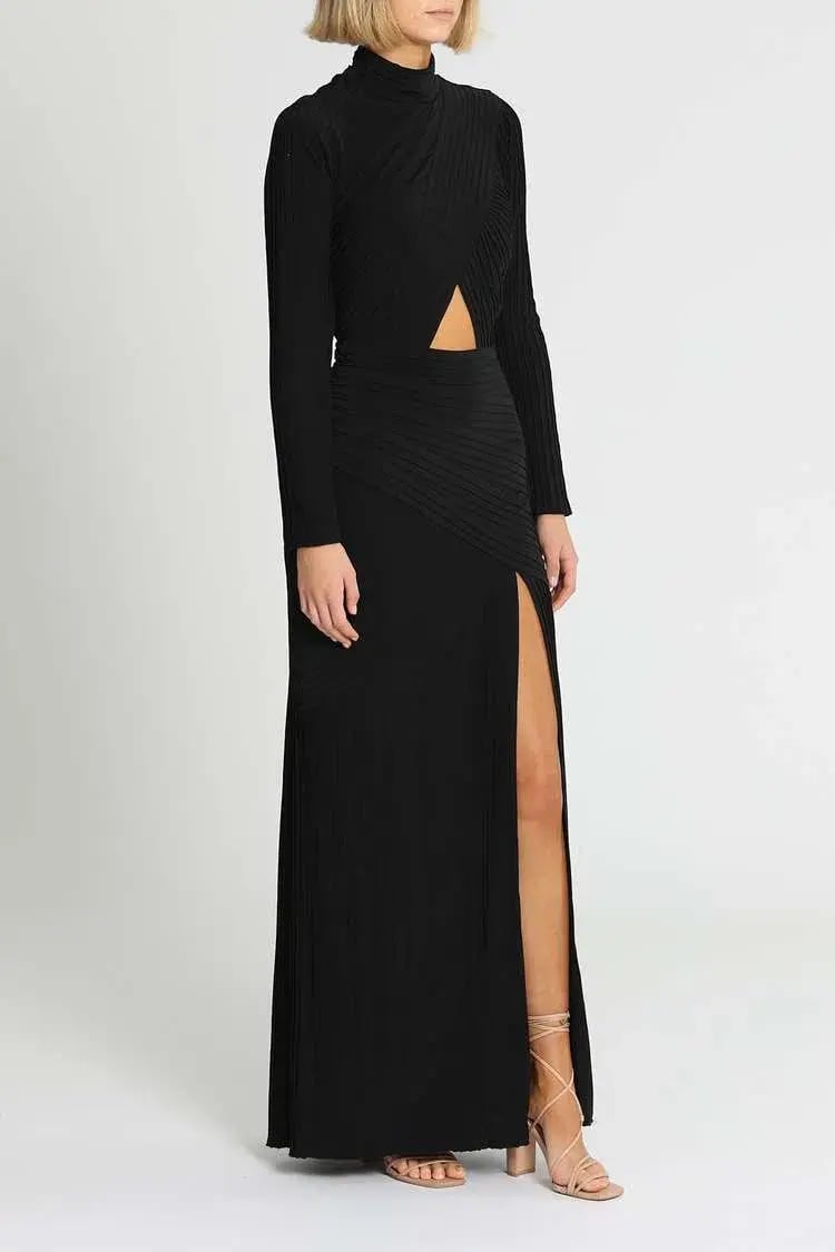 Tadashi Shoji Seneca Open Back Pintuck Gown Black Size 12 photo 2