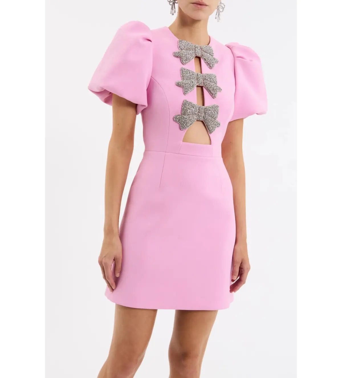 Rebecca Vallance Juliana Puff Sleeve Mini Dress Pink Size AU 12 photo 3