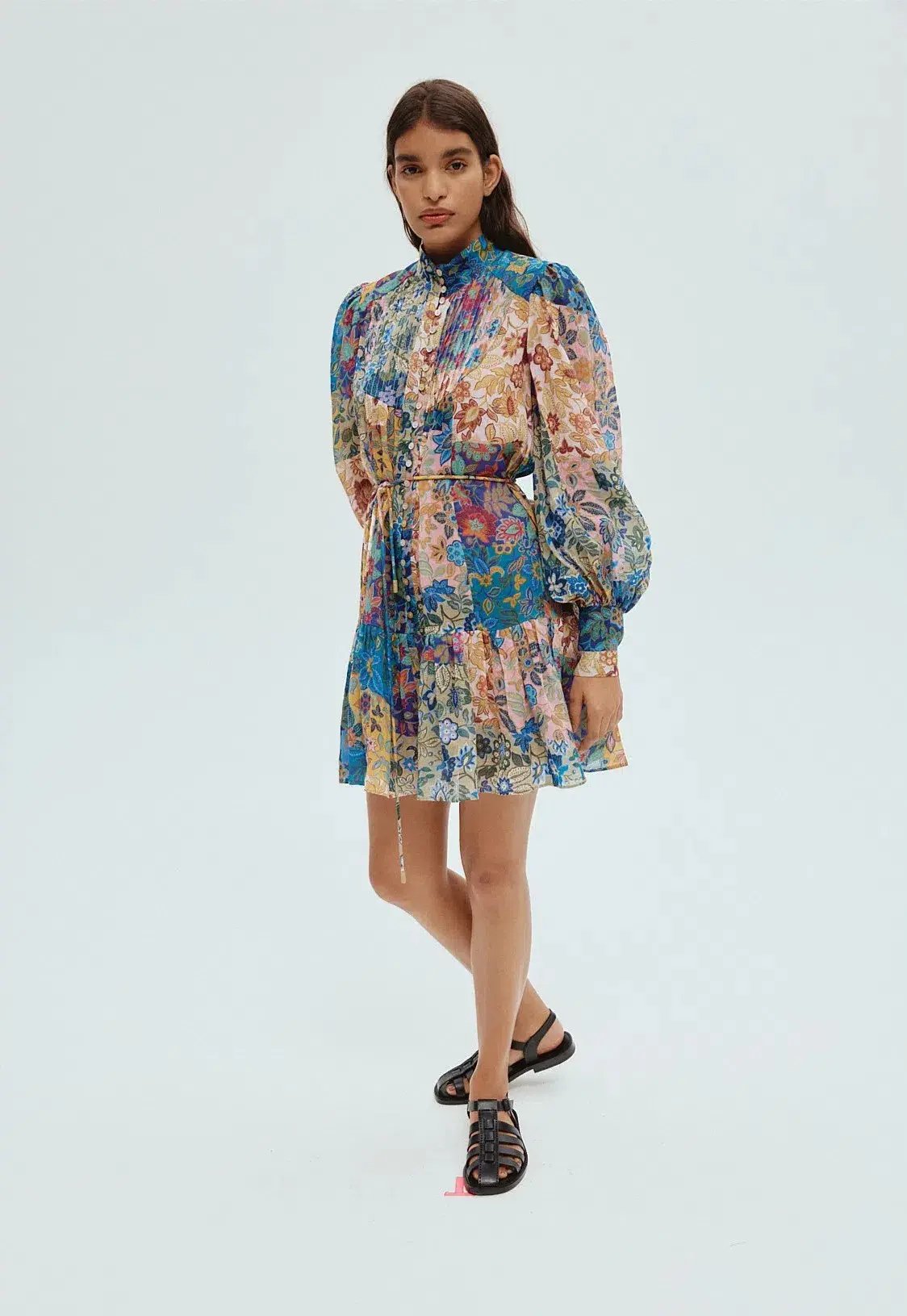 Alemais Bella Patchwork Mini Dress Multi Floral Size 6 photo 2