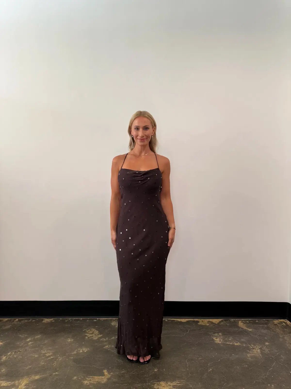 Bec & Bridge Arielle Sequin Maxi Dress Dark Chocolate Size AU 10 photo 2