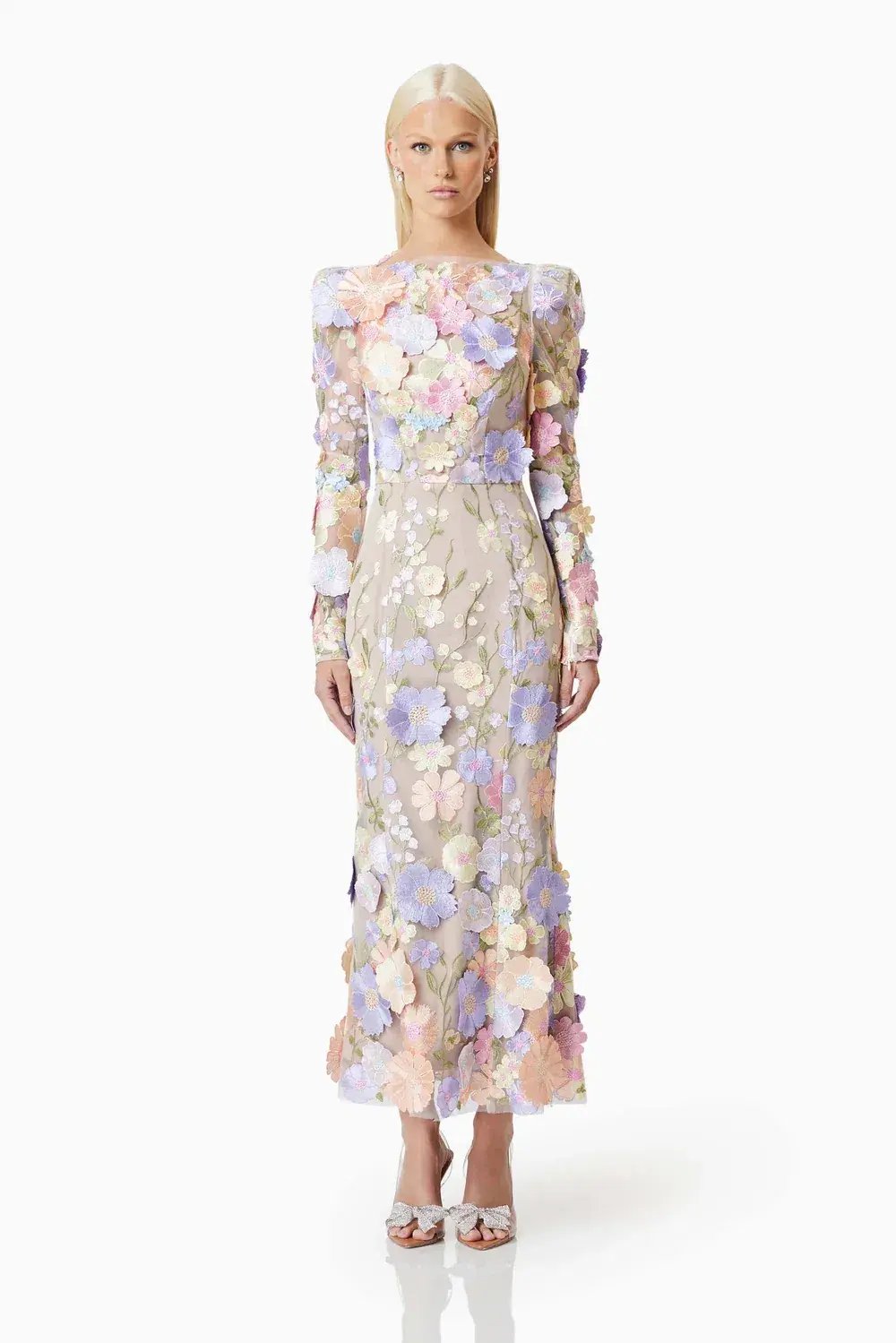 Elliatt Shannon 3D Floral Midi Dress In Purple Size AU 8 photo 7