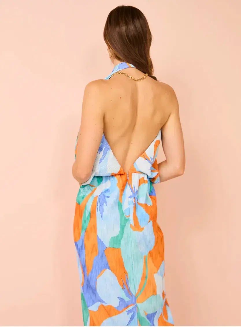 Lidee Riviera Sleeveless Gown In Capri Print Orange Size 6 photo 8