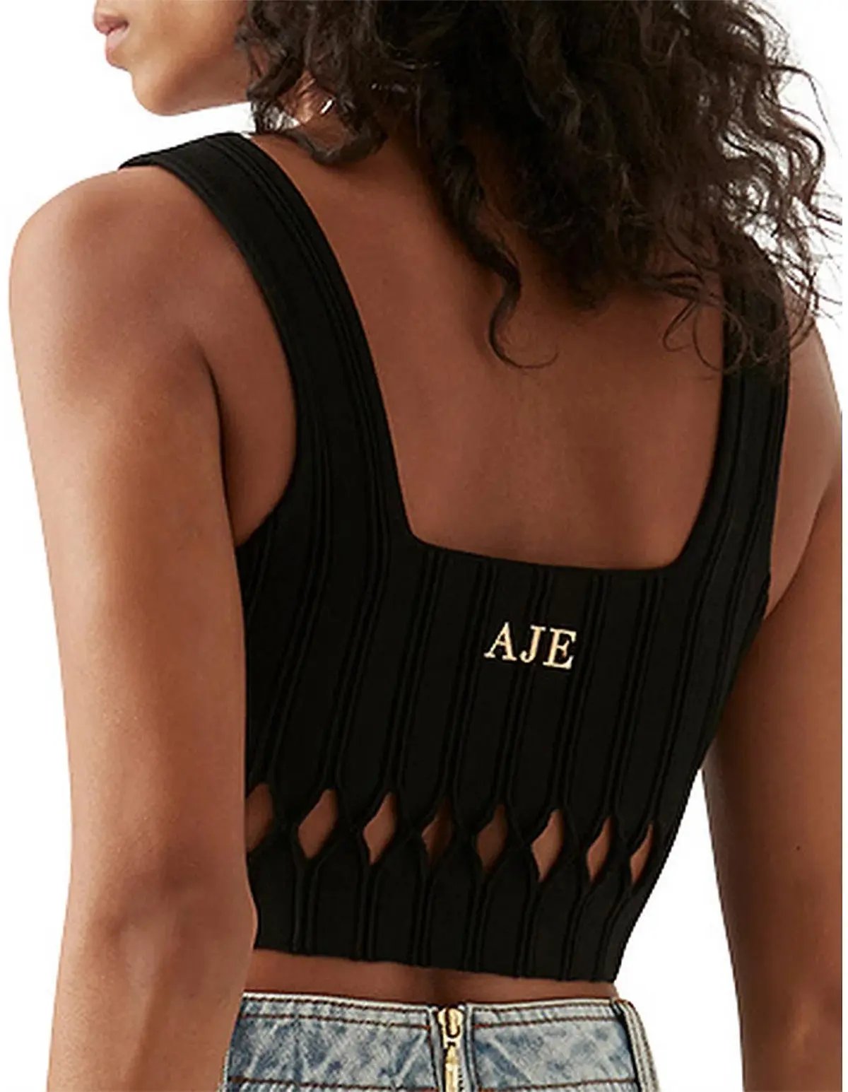 Aje Ney Diamond Cut Out Crop Top Black Size AU 12 photo 4
