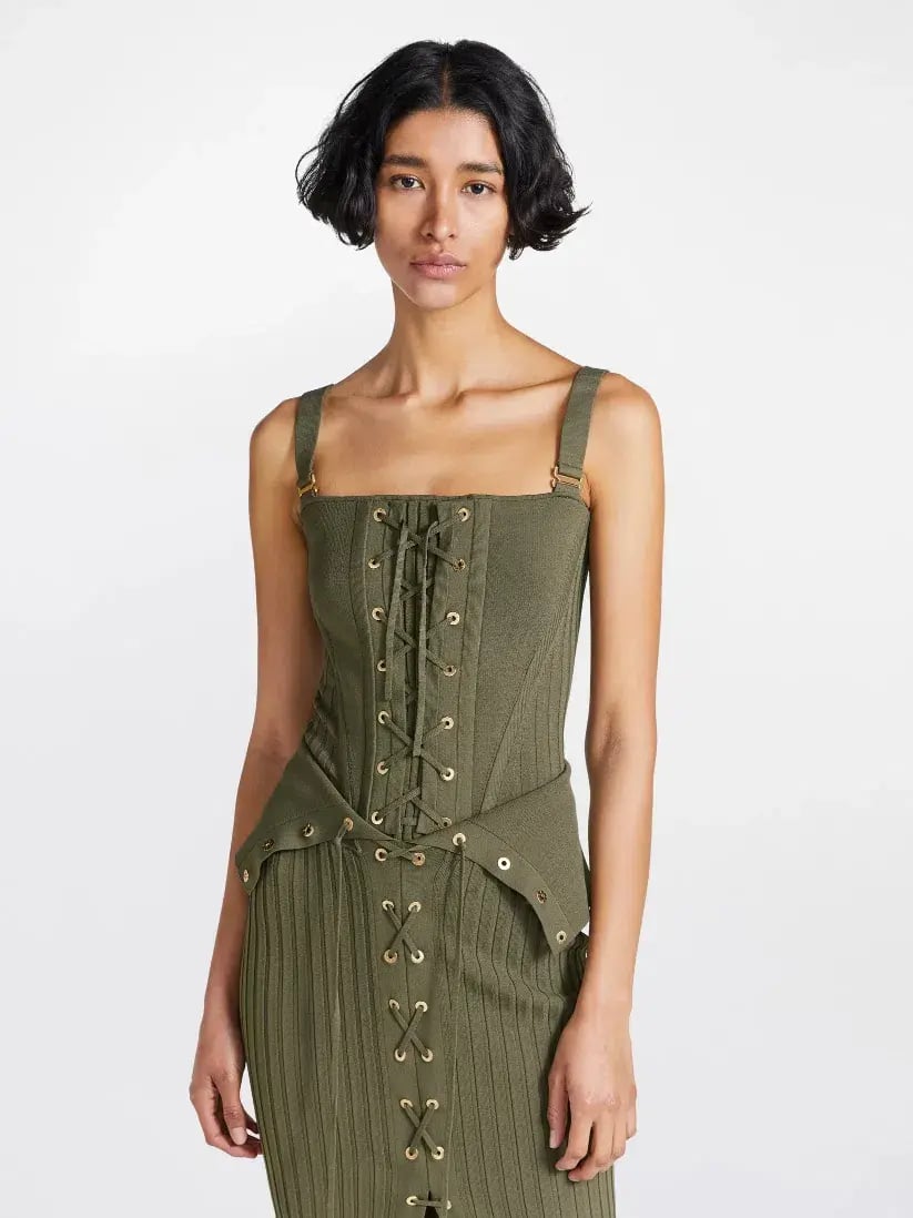Dion Lee Laced Corset Bodice & Lace Up Eyelet Skirt Set in Moss Size M / Au 10 photo 2
