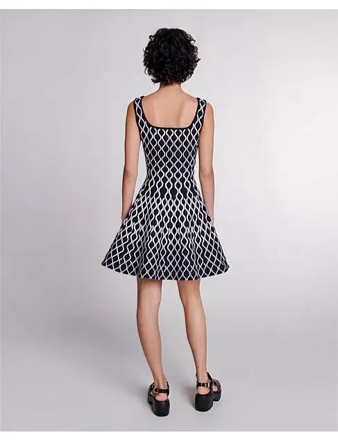Maje Pattern-jacquard Flared Mini Dress Print Size 8 photo 2