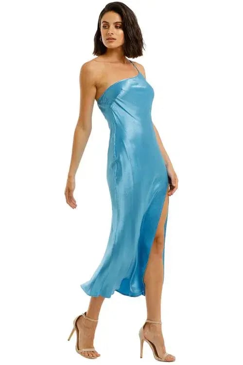 Bec and Bridge Frederic Asym Midi in Azure Blue Size 10 photo 2