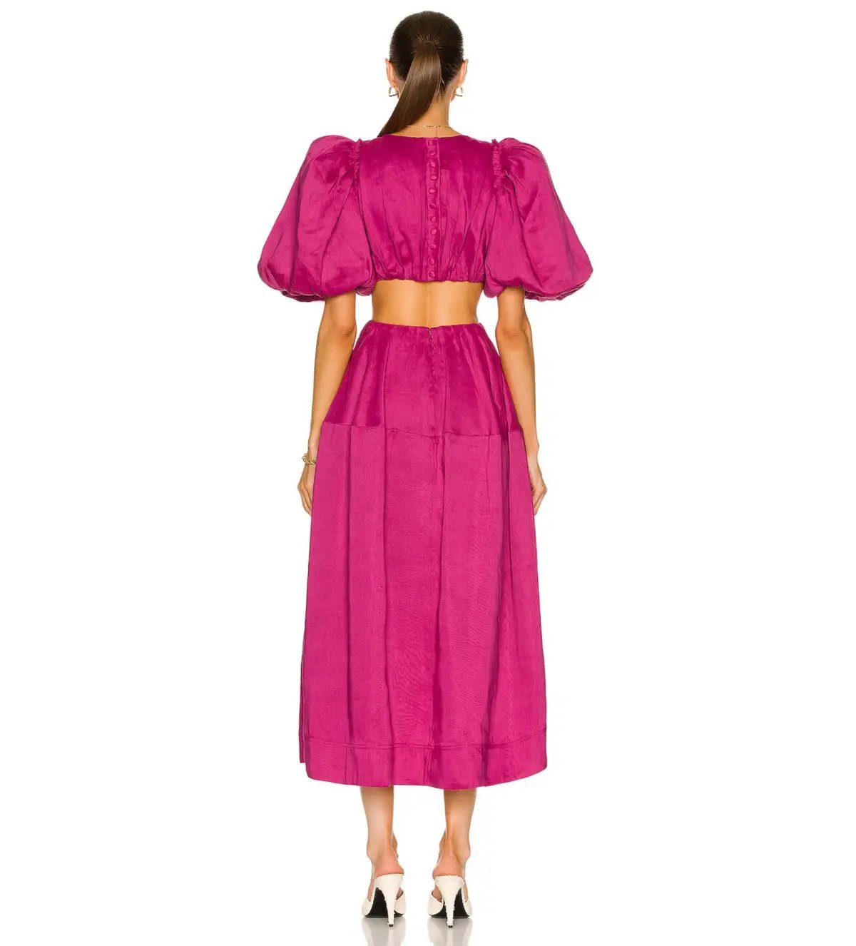 Aje Vanades Ring Cut Out Midi Dress in Magenta Pink Size 6 photo 4