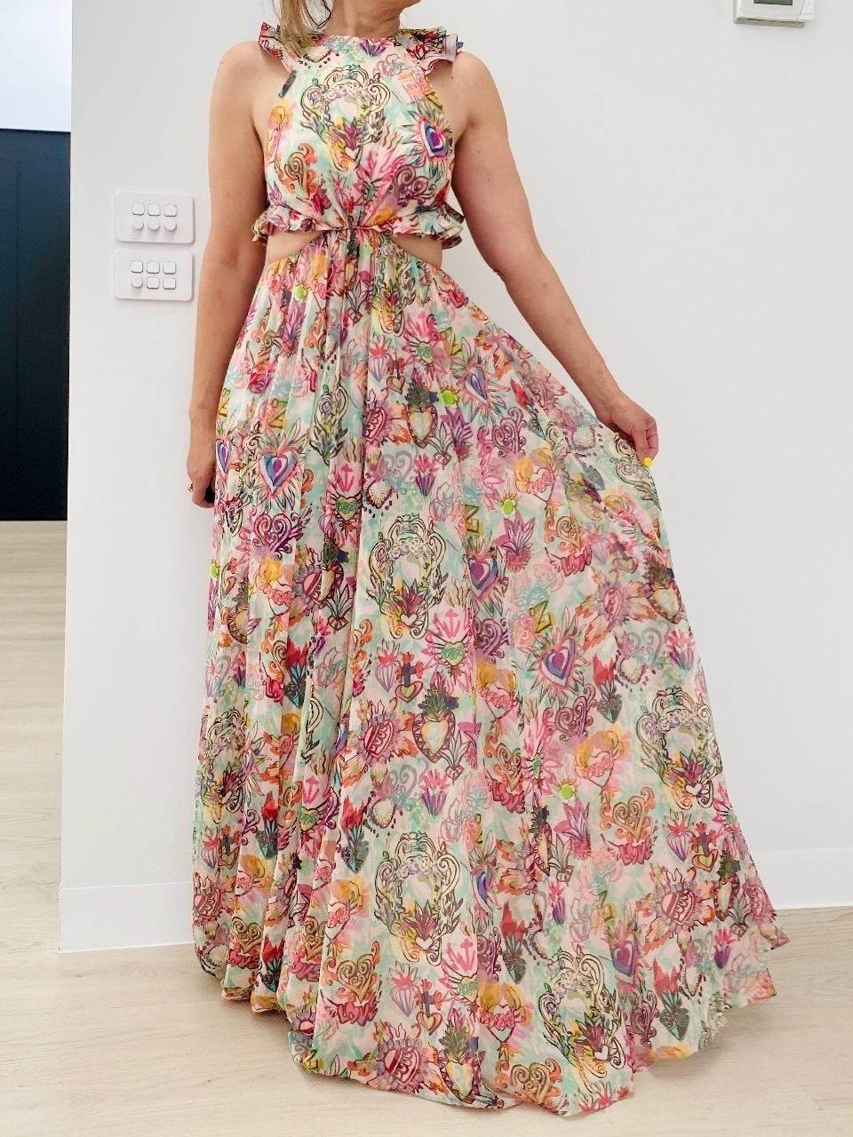 Zimmermann Lovestruck Ruffle Maxi Dress Print Size 8 photo 2
