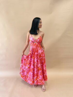 Scanlan Theodore Silk Cotton Strappy Dress Tangerine photo 8
