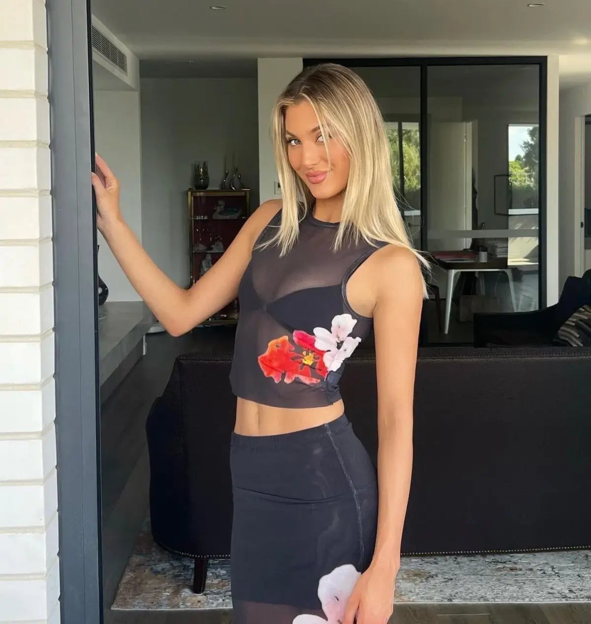 With Harper Lu Mesh Tank and Skirt Floral Set  Black Floral Size M/ Au 10 photo 7