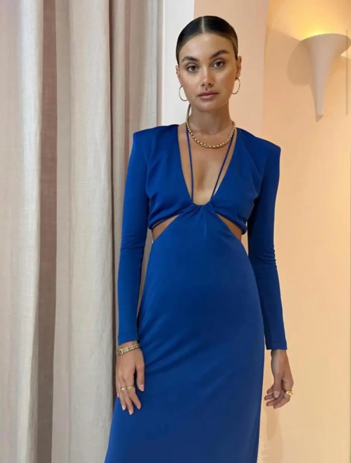 Manning Cartell Haute Pursuit Long Sleeve Cut Out Dress in Blue Size 10 photo 3
