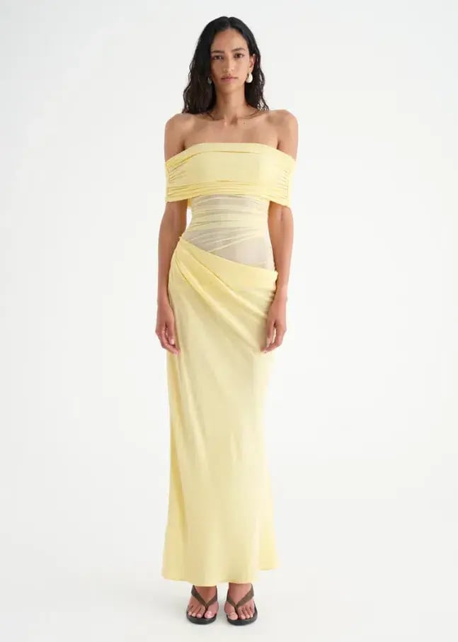 Benni Nico Off Shoulder Maxi Dress Butter Size 6 photo 3