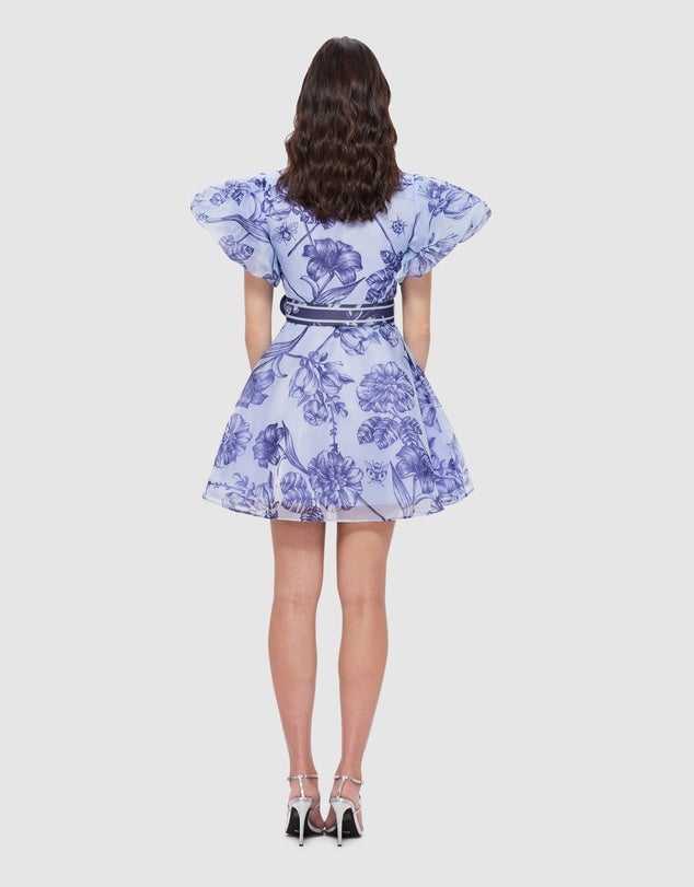 Leo Lin Anais Bishop Sleeve Mini Dress - Harmony Print In Hyacinth photo 3