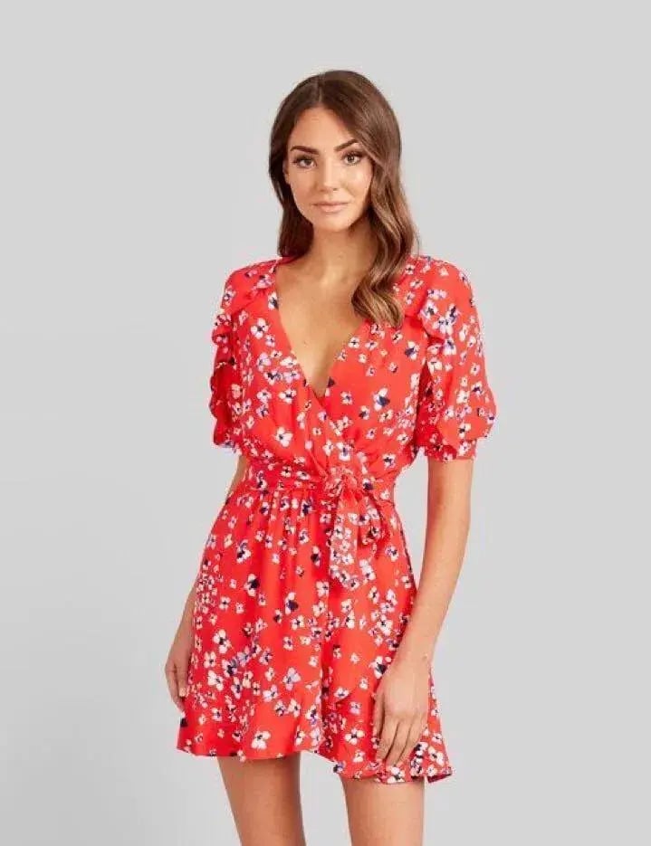 Kookai Delilah Wrap Dress Red Size 8 photo 2