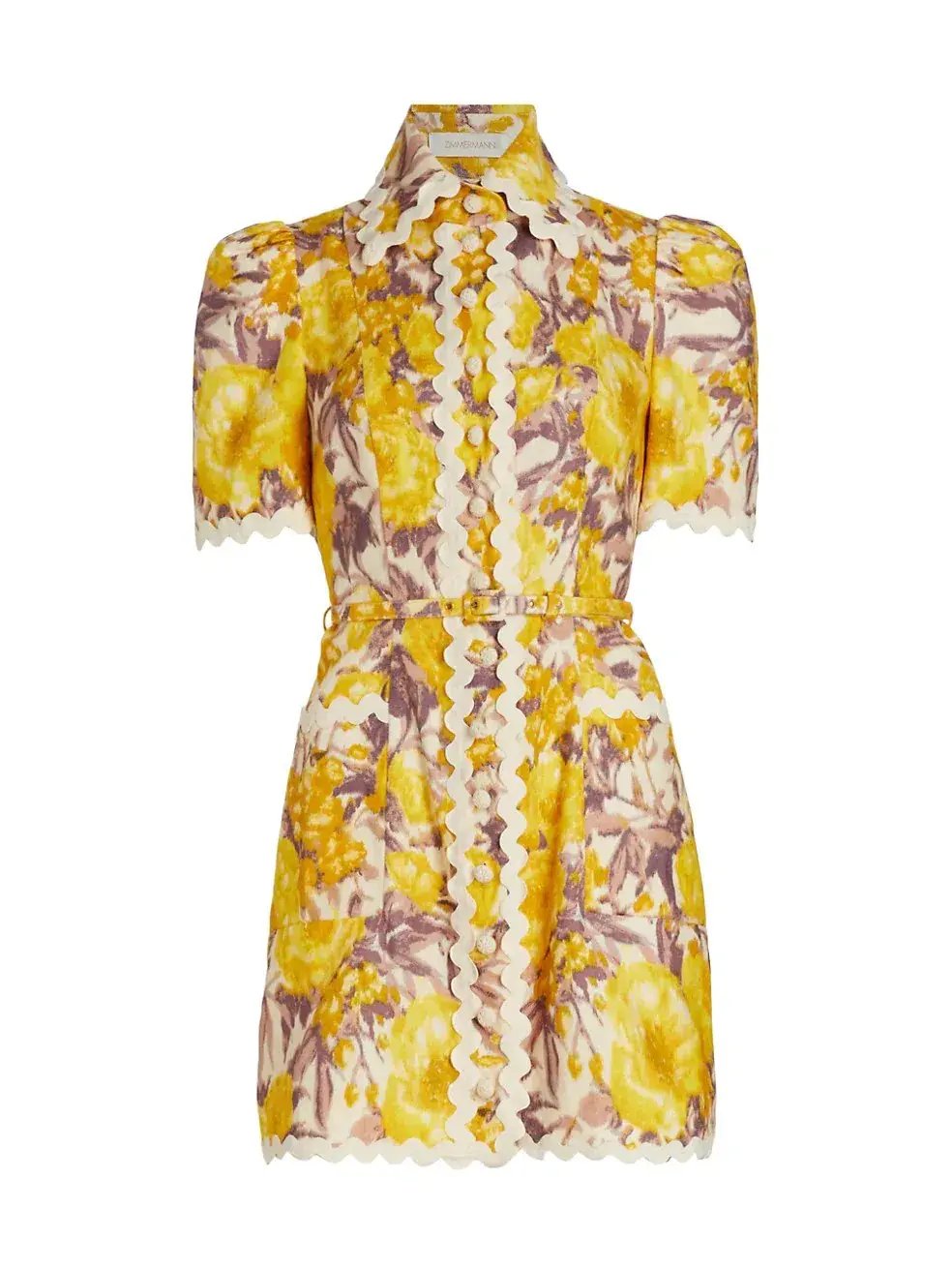 Zimmermann High Tide Ric Rac Mini Dress Floral Size 1/Au 10 photo 5