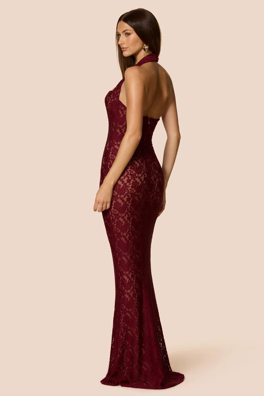 Nookie Mystique Halter Gown Dress - Wine photo 2