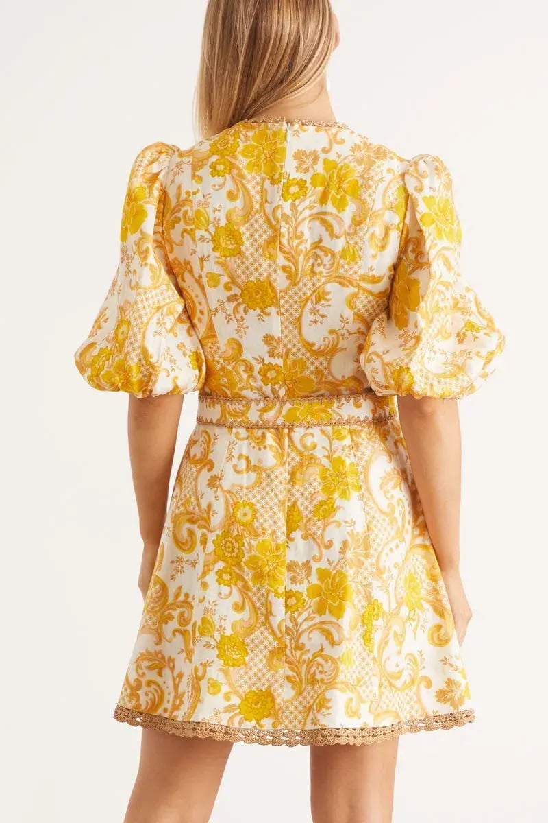 Zimmermann Postcard Mini Dress in Swirl Floral Size 0/AU 8 photo 4