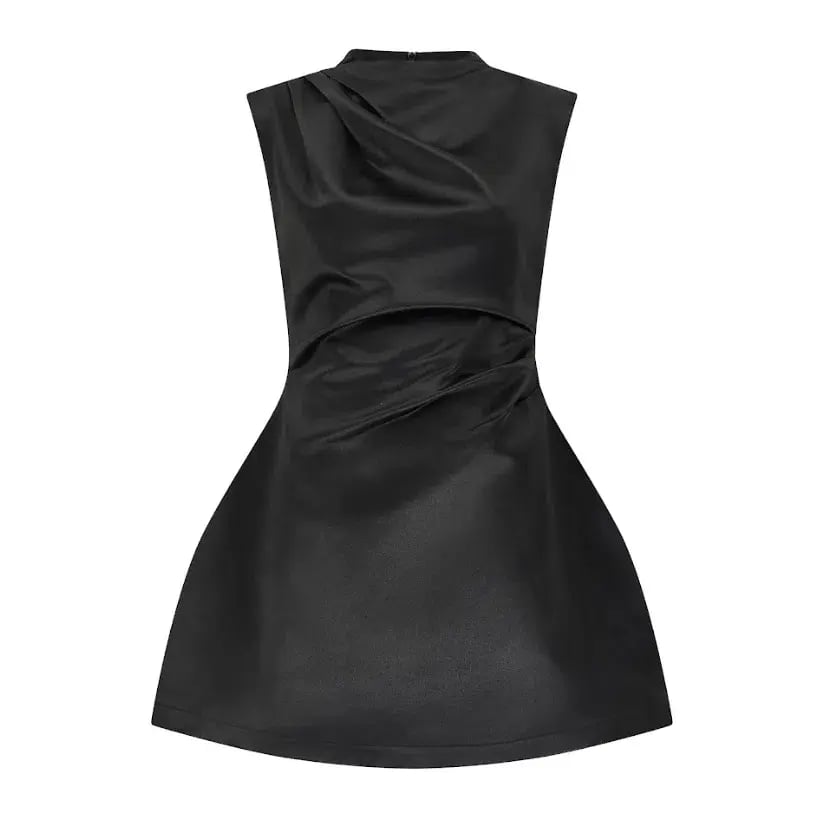 Odd Muse The Ultimate Muse Satin Straight Neck Mini Dress Black size 8 photo 4