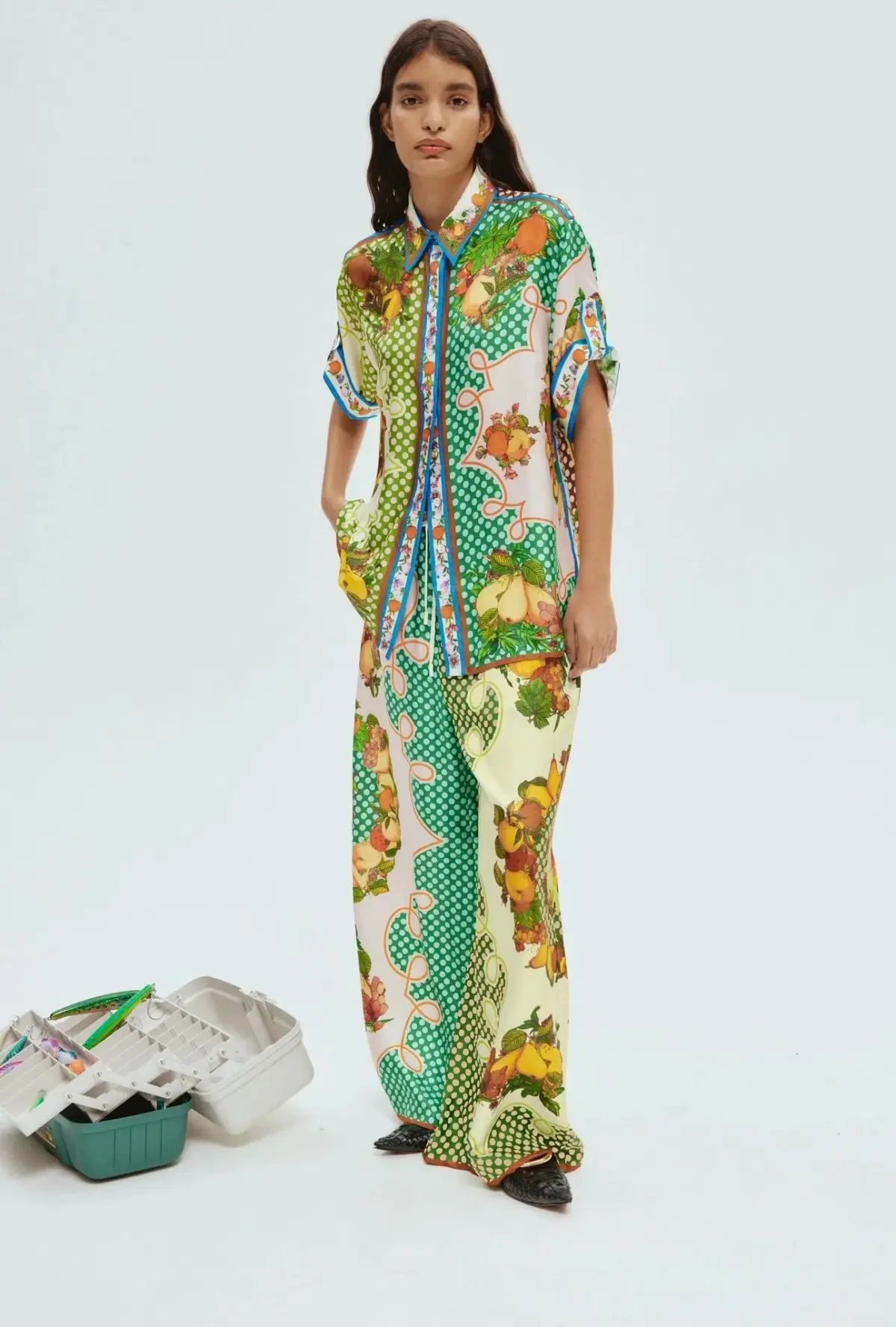 Alemais Lemonis Silk Shirt and Pant Set Multi Size 14 photo 6
