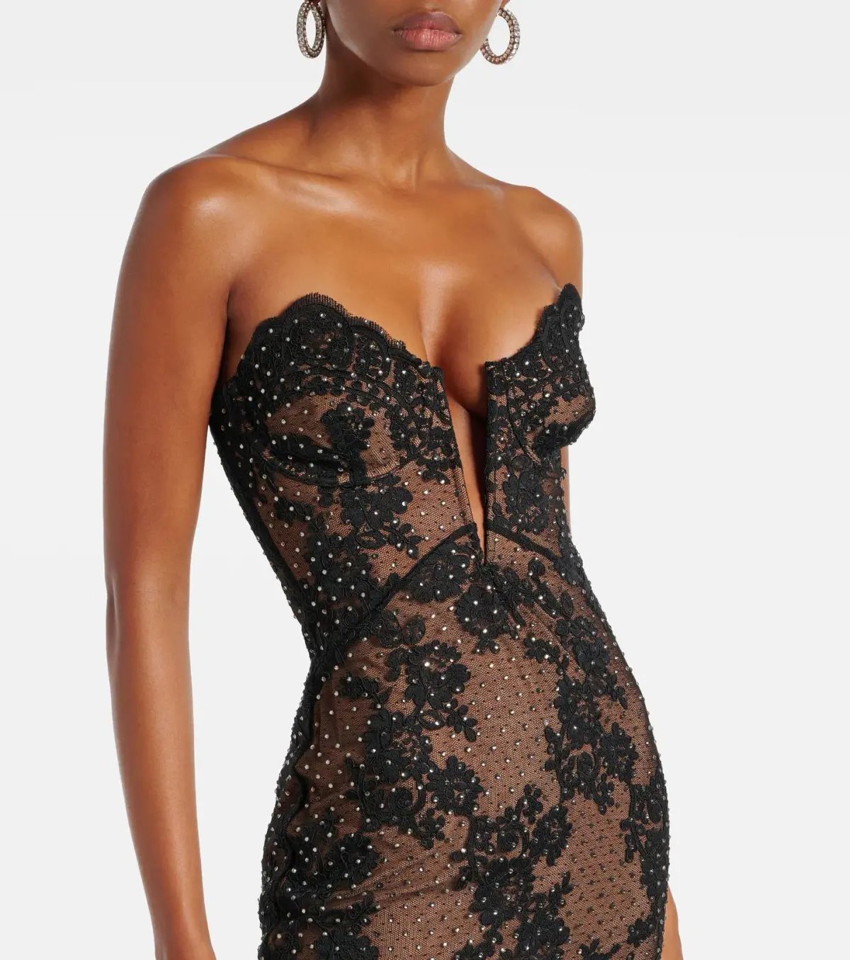 Self Portrait Embellished Sheer Lace Maxi Dress Black Size 12 photo 2