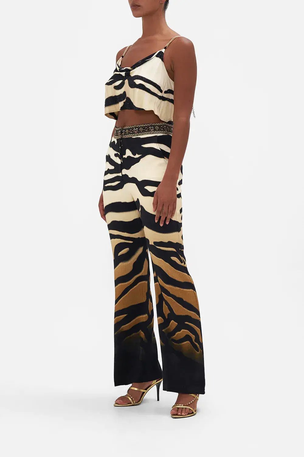 Camilla Full Length Flared Pant Tame My Tiger Print Size L / AU 14 photo 2