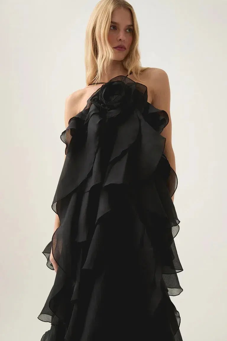 Aje Pandorea Layered Maxi Dress in Black Size 12 photo 3