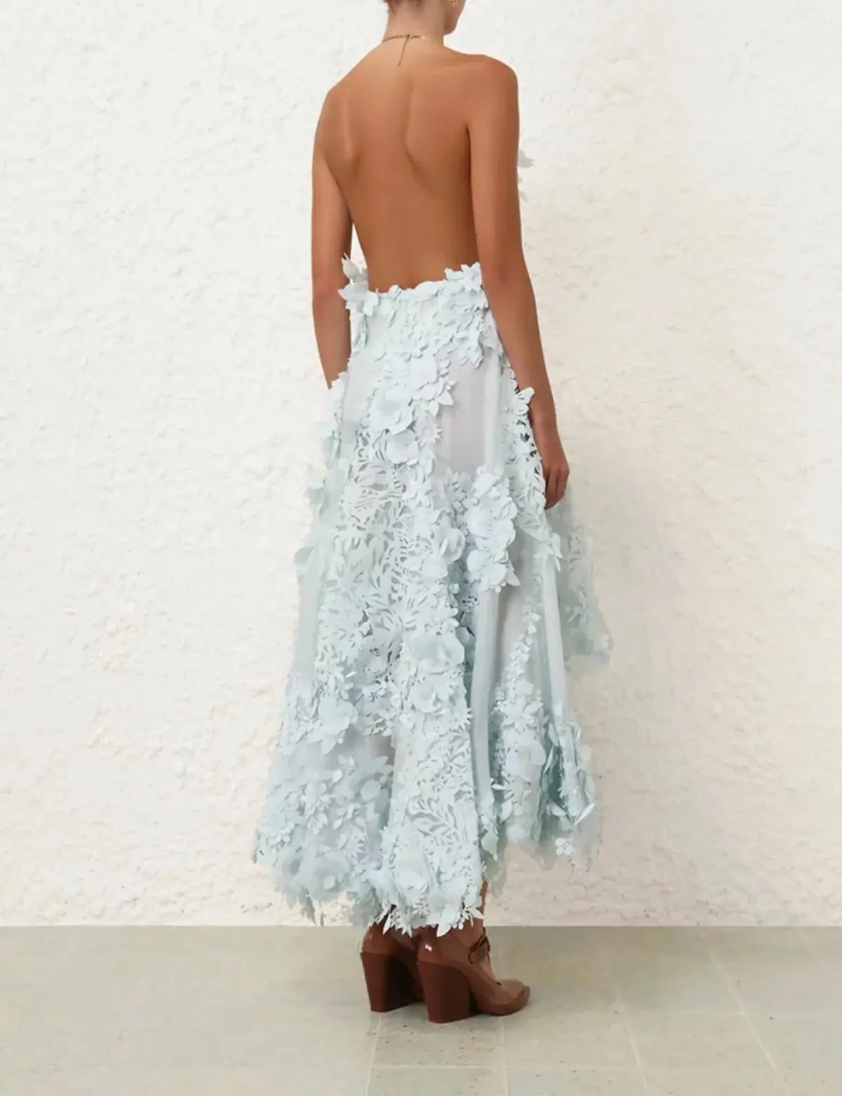Zimmermann Natura Lasercut Halter Dress Ice Blue Size 0 / AU 8 photo 6