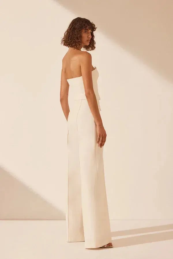 Shona Joy Amura Set High Waisted Wide Leg Pant and Button Up Bodice - Cream photo 2