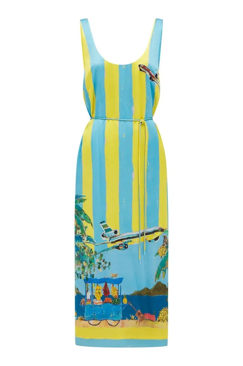 ALEMAIS All Aboard Silk Sleeveless Midi Dress Size 10 Au photo 5