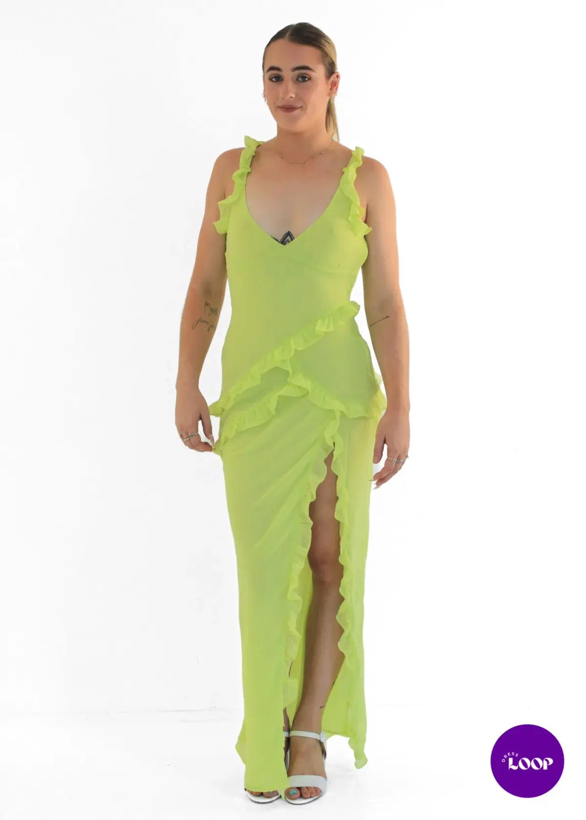 House of CB Pixie Ruffle Maxi Dress Lime Size S / AU 8 photo 3
