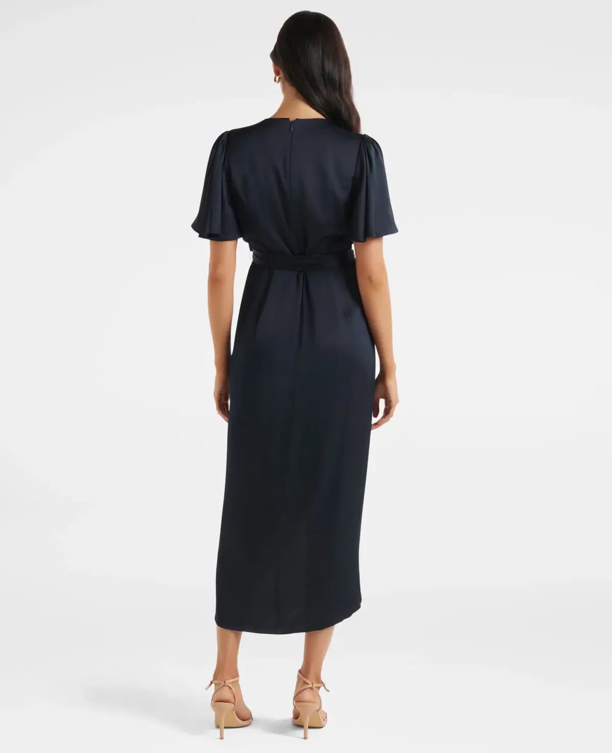 Forever New Carolina Satin Midi Dress in Navy Size 12 photo 3