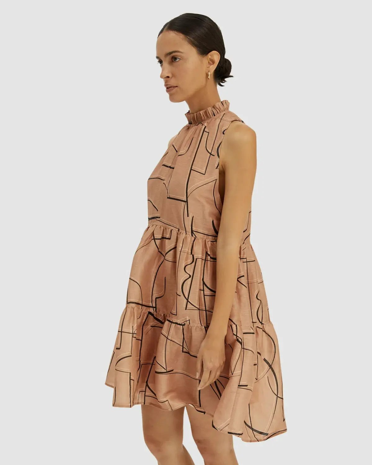 Saba Dia Linen Silk Tiered Dress Brown Size S (AU 10) photo 5