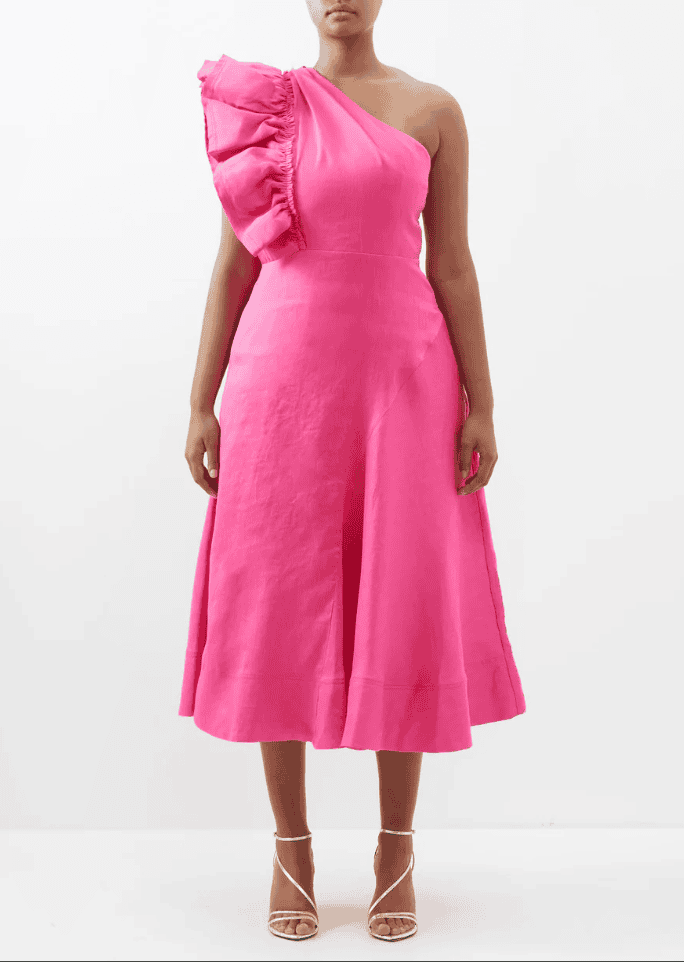 Aje Bonjour Asymmetric Midi Dress - Pink photo 7