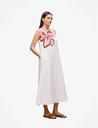 Trenery Peony Linen Sleeveless Column Dress White Size 8 photo 6