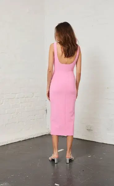 Bec & Bridge Margaux Mouth Midi Dress Pink Size 8 photo 3