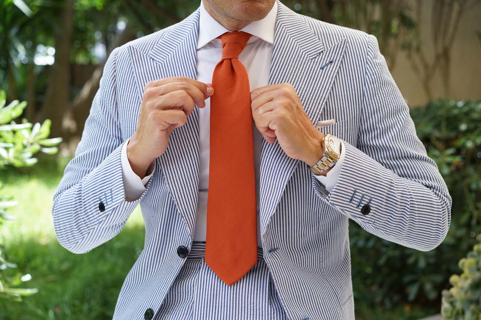 Otaa Burnt Terracotta Orange Linen Tie photo 3
