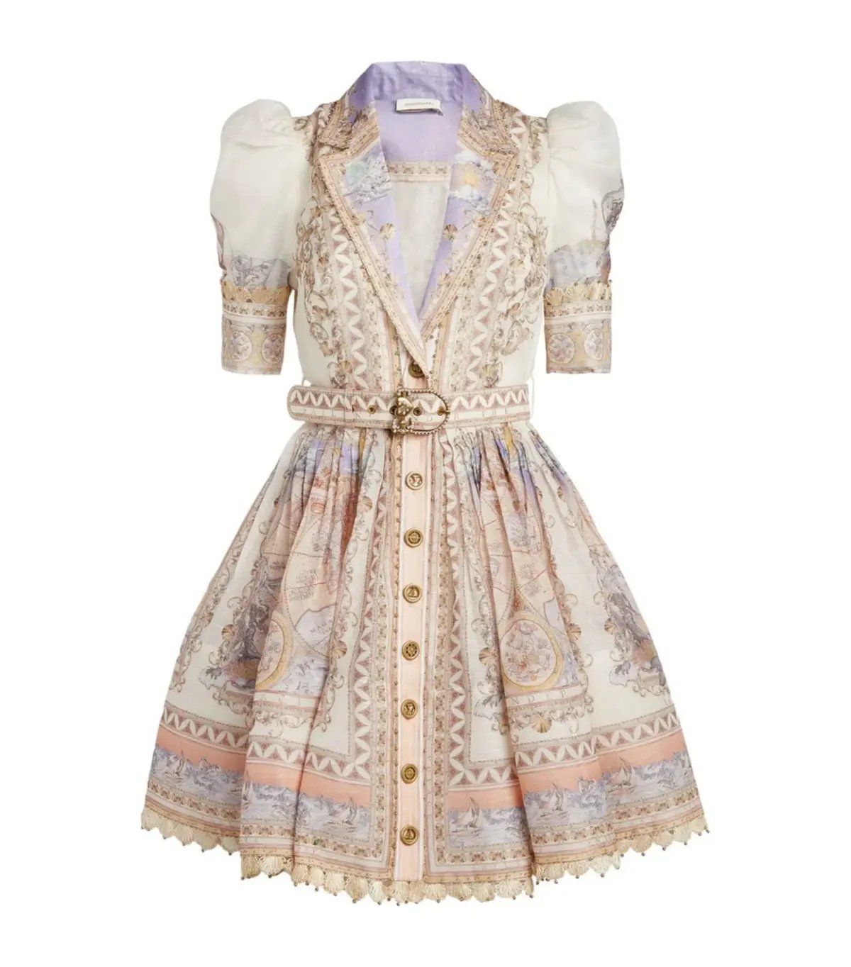 Zimmermann High Tide Mini Shirt Dress Odyssey Print Size 2 / AU 12 photo 5