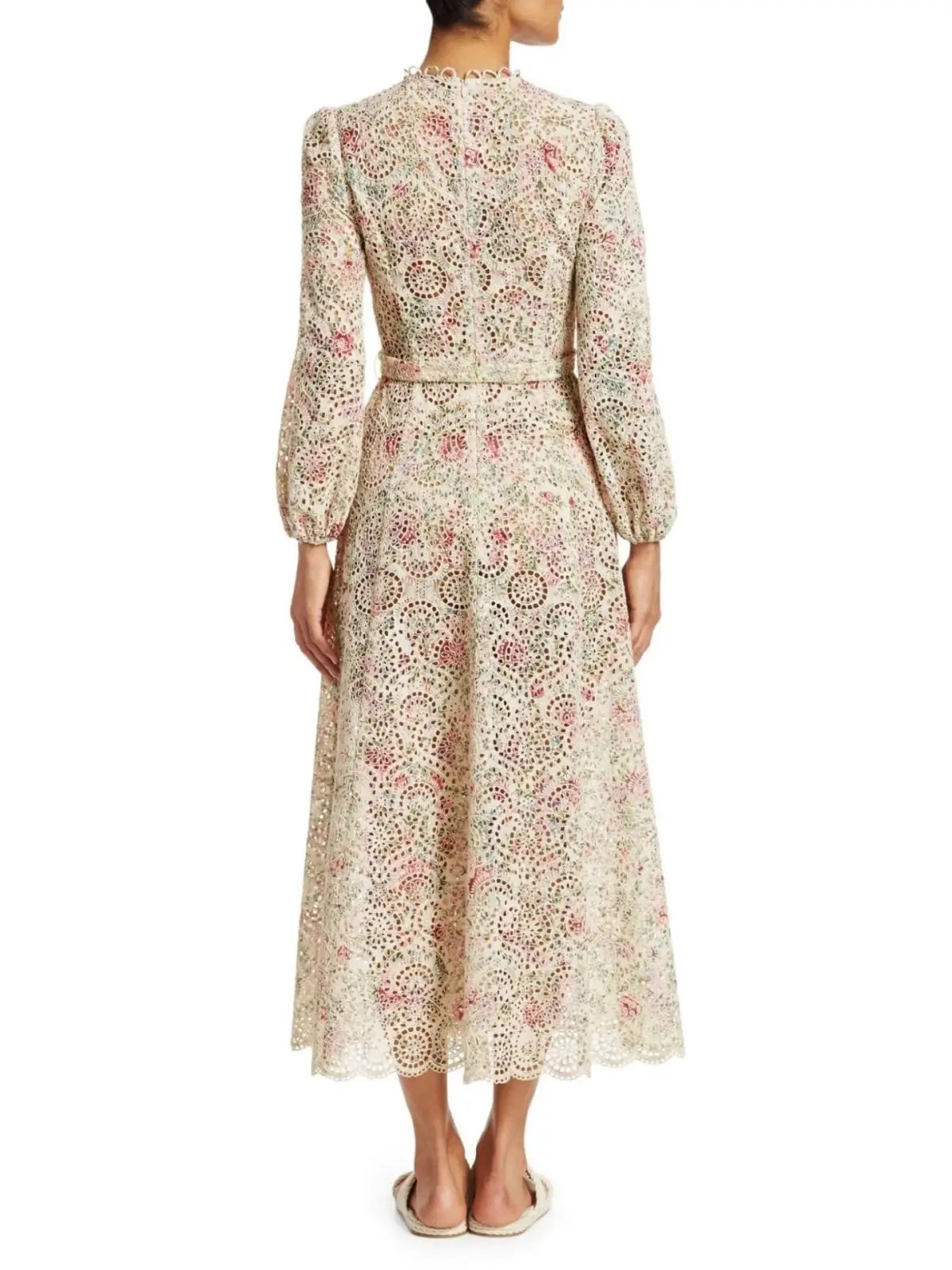 Zimmermann Honour High Neck Dress Cream Floral Size 1/AU 10 photo 3