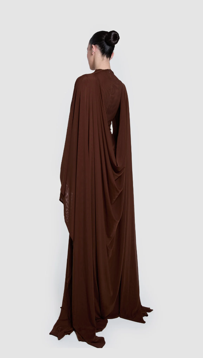 ALUYA MESH DRAPED CAPE BY BBXBRAND BROWN photo 5