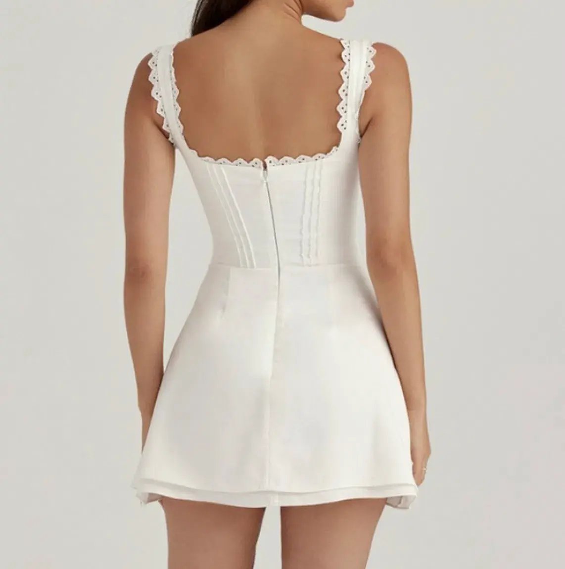 House of CB Tilly Pin Tuck Mini Dress White Size S / Au 8 photo 3