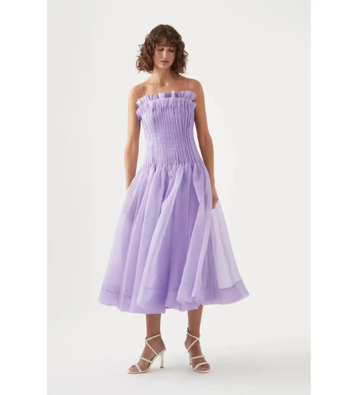 Aje Horizon Pintucked Midi Dress Lilac Size 6 photo 3