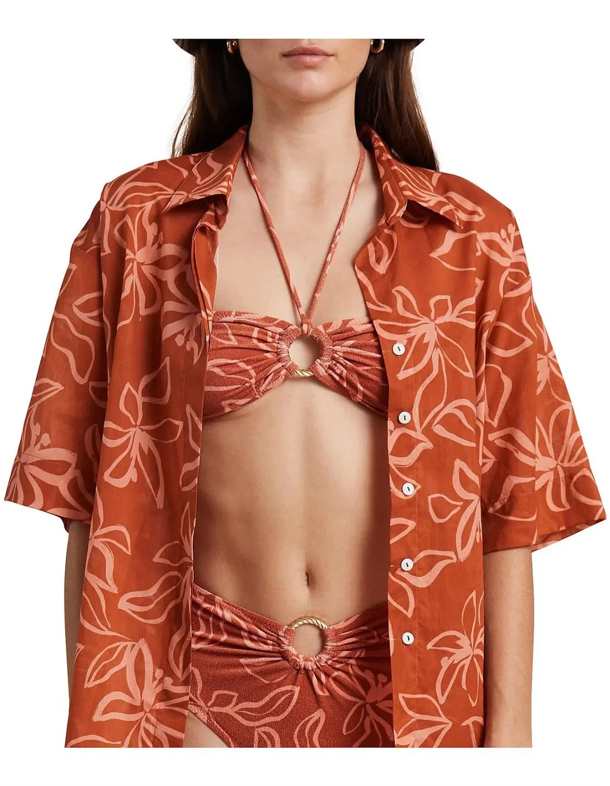 Bec & Bridge Aurora Bikini Top Orange Floral Size 8 photo 2
