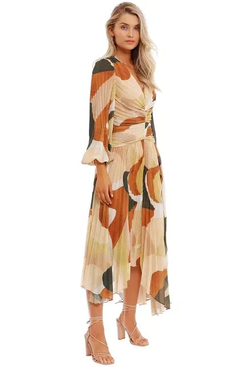 Ministry of Style Retro Resort Pleated Midi Dress Multi Print Size AU 8 photo 2