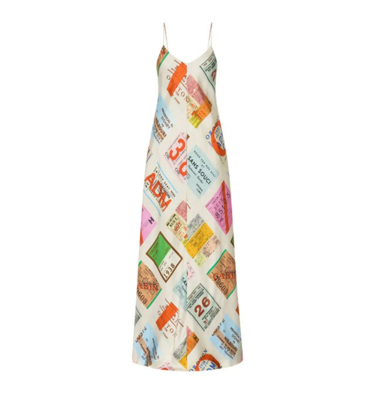 Oroton Ticket Print Slip Maxi Dress  Multi Size AU 14 photo 5
